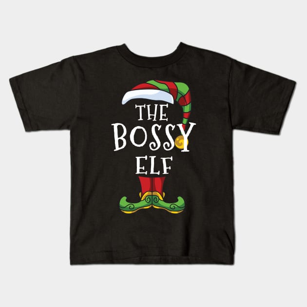 Bossy Elf Family Matching Christmas Holiday Group Gift Pajama Kids T-Shirt by BeesTeez